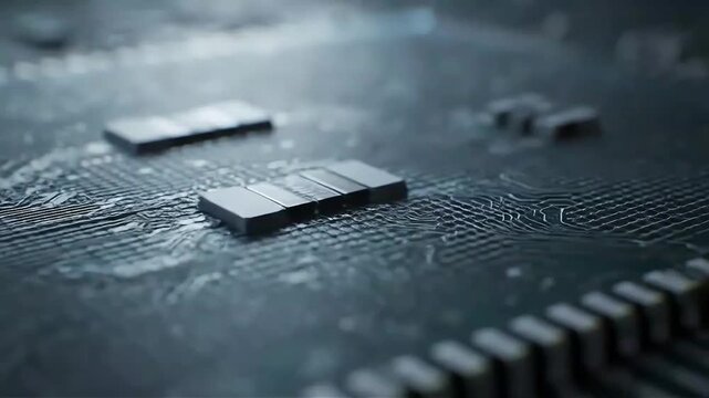Close-up of microchips on circuit board