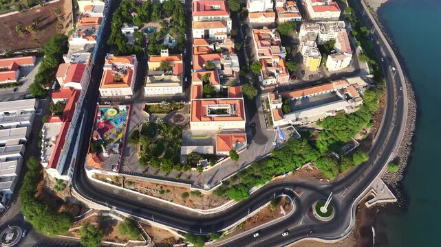 Aerial view of Plato in Praia  - Santiago - Capital of Cape Verde Islands - Cabo Verde