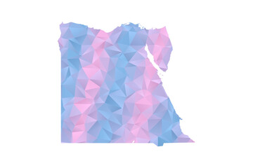 Fototapeta premium Egypt Map - Polygon Style Vector Illustration in Pastel Blue and Pink Gradient, Low Poly Geometric Design, Isolated on White Background for Infographics and Education.