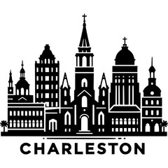 Charleston Skyline Icon Vector