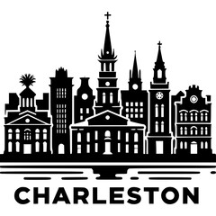 Charleston Skyline Icon Vector