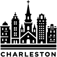 Charleston Skyline Icon Vector