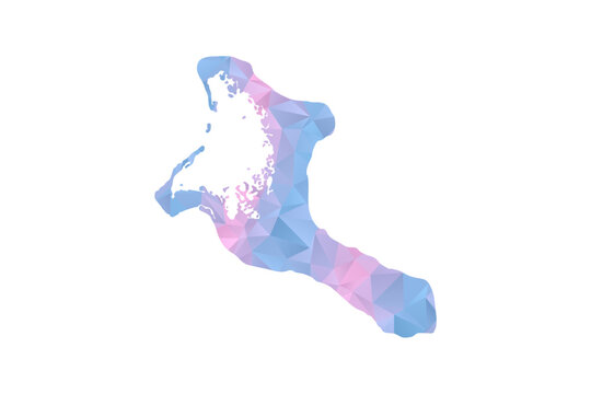 Kiribati Map - Polygon Style Vector Illustration in Pastel Blue and Pink Gradient, Low Poly Geometric Design, Isolated on White Background for Infographics and Education.