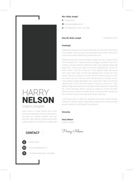 Minimalist Black Sidebar Cover Letter Template