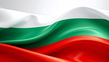 3D Abstract Flowing Silk Background with Bulgarian Flag Colors