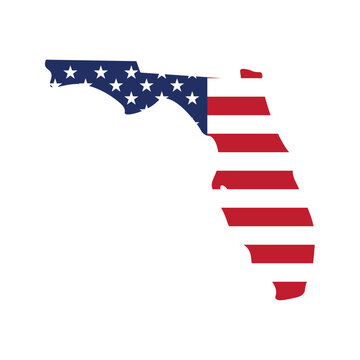 Florida map silhouette with American flag