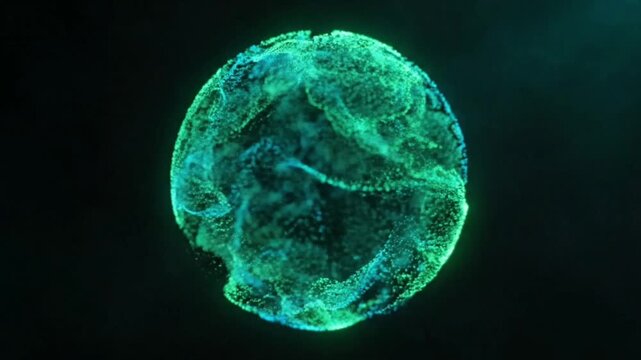 Microscopic View of Green Fluorescent Cell Division.