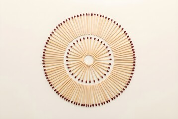 Spiral Matchsticks Arrangement From Directly Above: Mesmerizing Geometric Pattern For Modern Design And Creative Layouts