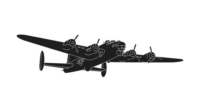 Vintage Military Airplane Silhouette.