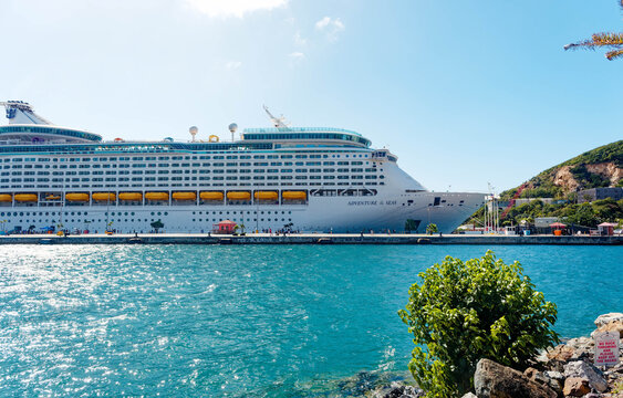 Royal Caribben Adventure of the Seas Cruise Ship Docked in St. Thomas Harbor