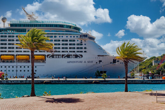 Royal Caribben Adventure of the Seas Cruise Ship Docked in St. Thomas Harbor