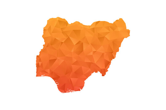 Nigeria Map - Polygon Style Vector Illustration in Orange Gradient, Low Poly Geometric Design, Isolated on White Background for Infographics and Education.