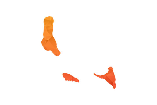 Comoros Map - Polygon Style Vector Illustration in Orange Gradient, Low Poly Geometric Design, Isolated on White Background for Infographics and Education.