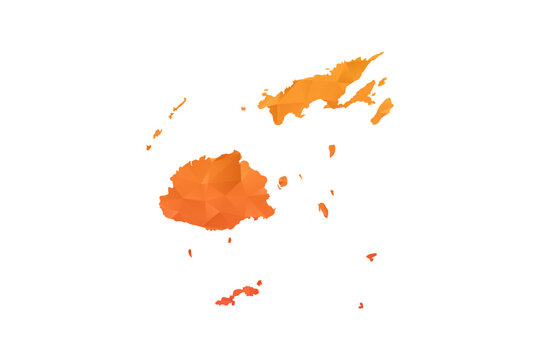 Fiji Map - Polygon Style Vector Illustration in Orange Gradient, Low Poly Geometric Design, Isolated on White Background for Infographics and Education.