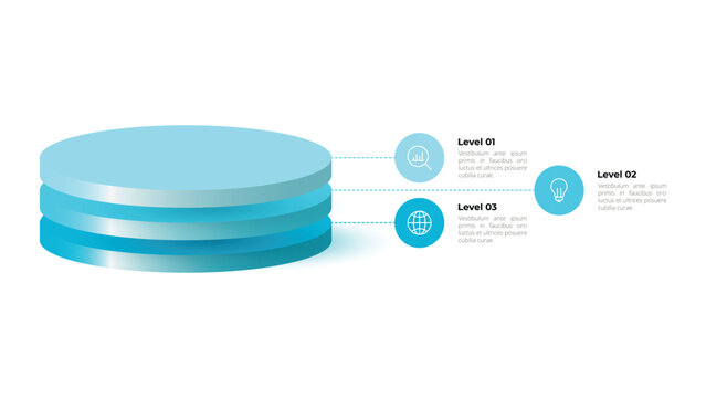 Three Dimensional Cylinder Layered Infographic With Three Levels