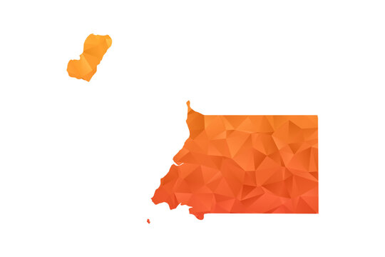 Equatorial Guinea Map - Polygon Style Vector Illustration in Orange Gradient, Low Poly Geometric Design, Isolated on White Background for Infographics and Education.