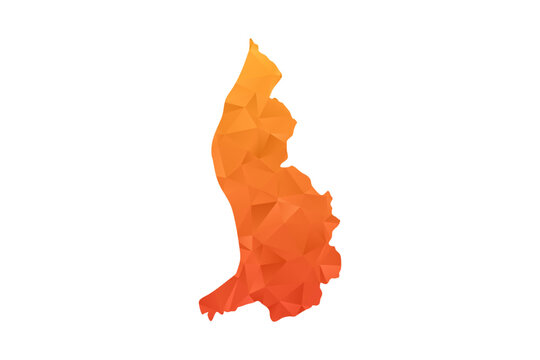 Liechtenstein Map - Polygon Style Vector Illustration in Orange Gradient, Low Poly Geometric Design, Isolated on White Background for Infographics and Education.