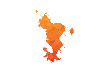 Obraz premium Mayotte Map - Polygon Style Vector Illustration in Orange Gradient, Low Poly Geometric Design, Isolated on White Background for Infographics and Education.