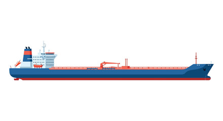 A detailed illustration of a blue and red oil tanker ship presented as a vector graphic on transparent background silhouette © rabbivay