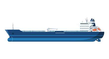 A stylized dark blue cargo ship illustration with detailed features ideal for nautical designs on transparent background silhouette high quality professional © rabbivay