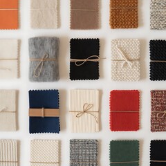 Colorful fabric swatches on display for selection
