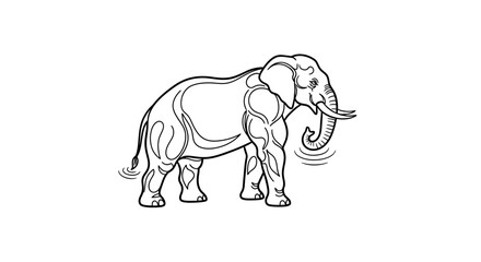 Fototapeta premium Stylized Elephant Outline with Swirls and Water Ripples