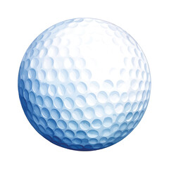Single white golf ball with dimples on transparent background watercolor vector