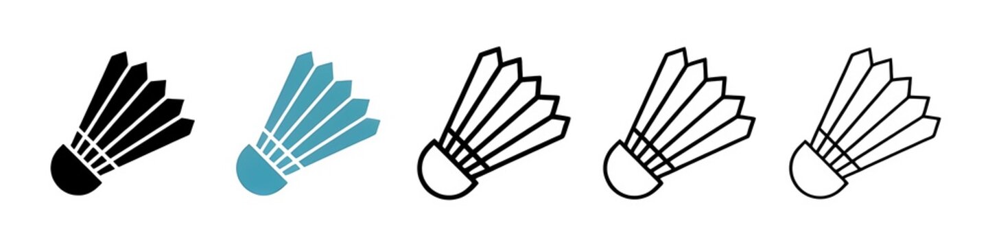 Shuttlecock line icon set. badminton birdie line icon for UI designs. Thin line customizable illustration. Contour symbol. Vector isolated outline drawing. Editable stroke