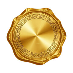 Golden ornate seal with intricate design isolated on transparent background