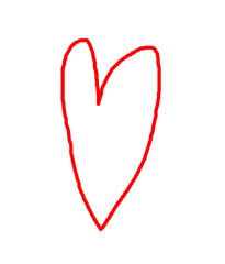 Doodle heart sketch. Hand drawn heart love isolated on white background. Red heart symbol. Valentines Day.