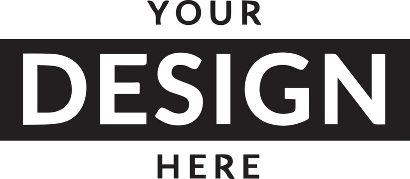 A black and white graphic template with a large rectangular text box and placeholder text for custom design