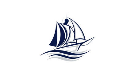 Sailboat graphic illustration on white background for travel and nautical themes © Curva