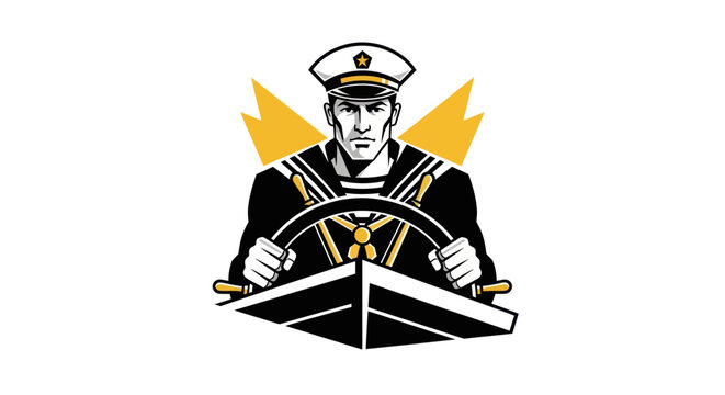 Sailor at helm illustration vector design for nautical and maritime concepts