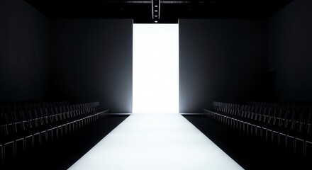Fashion runway with bright stage lighting