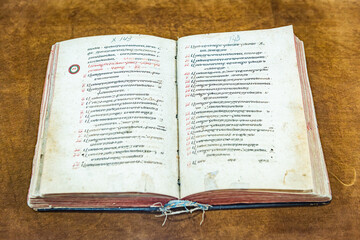 Ancient book in Armenian Vank Cathedral Isfahan, Iran
