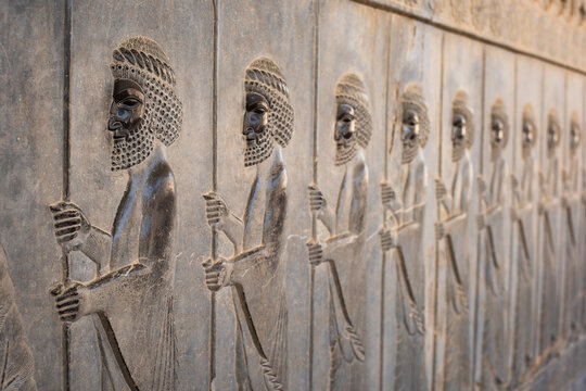 Relief of kings bringing tribut to Persepolis, Persia, Iran