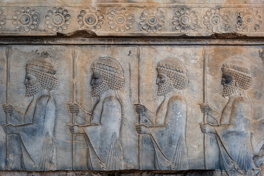 Relief of kings bringing tribut to Persepolis, Persia, Iran