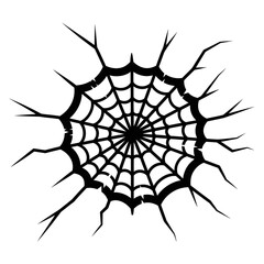 Obraz premium Black spider web with jagged edges on white background, abstract design