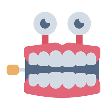 chattering teeth flat icon. comic wind toy. playful gag. novelty item