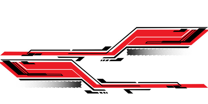 Car decals with red stripe and black line, wraps sticker design for sport or racing cars, sport news lower third banner