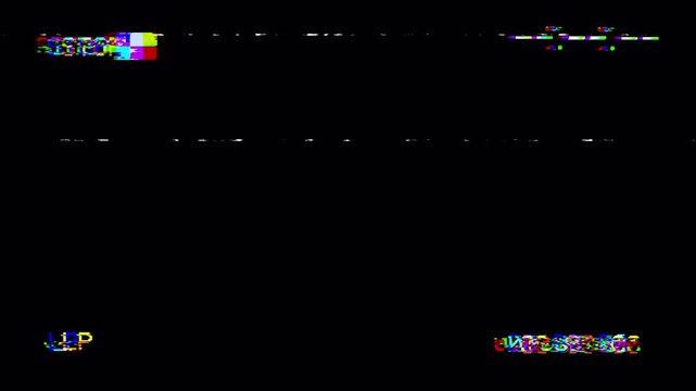 VHS Video Tape Stop Glitch Effect 4K Black Background Overlay 4k video animation seamless loop