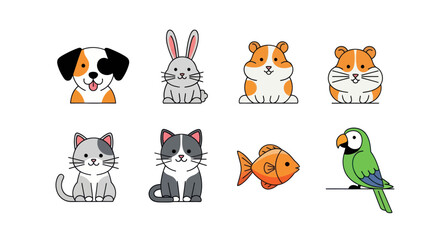 Naklejka premium Cartoon pet animals collection