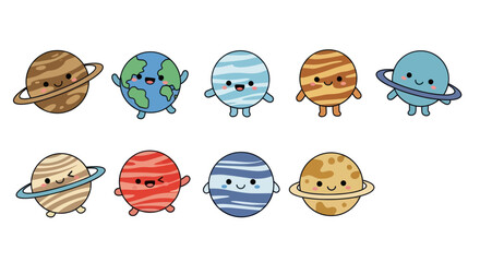 Cartoon planets illustration on white background © Darwaty