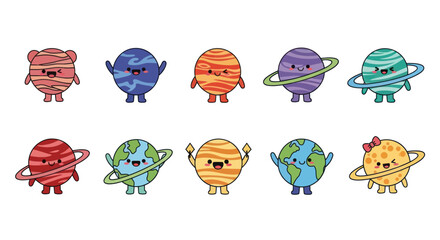 Cartoon planets collection in various designs © Darwaty