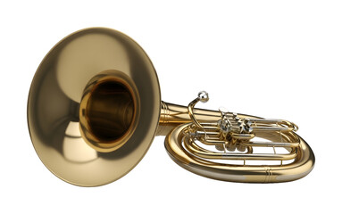 Obraz premium A shiny brass trumpet against a black background