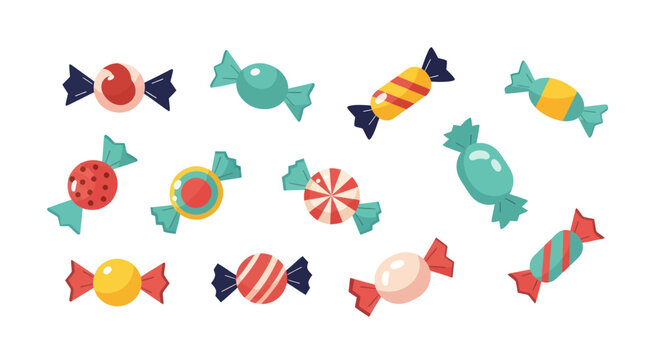 Colorful wrapped candies illustration