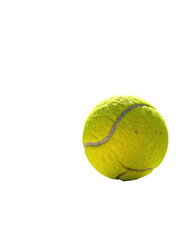 Close-up of a bright yellow tennis ball, isolated