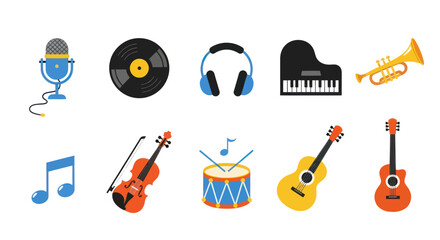 Musical instruments collection icon set © Fcraw