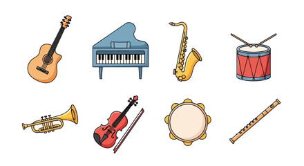 Musical instruments collection on white © Fcraw