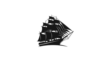 Sailing Ship Silhouette Graphic Illustration.